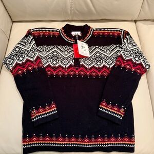 Hanna Andersson Boys Black & Red Sweater with Nordic Pattern